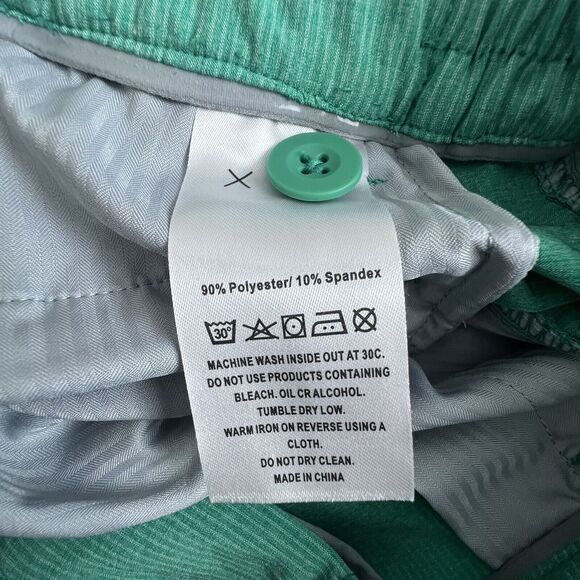 Maelreg Mens Stripe Sea Green Polyester 10" Inseam Stretch Performance Shorts 34 - Picture 10 of 10